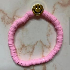 Baby Pink Clay Bead Smiley Face Bracelet